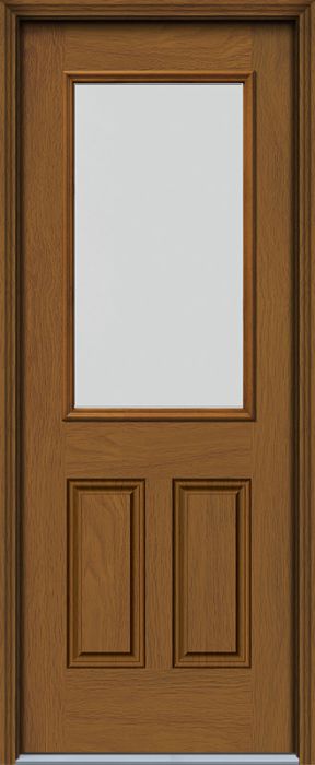96" Blanca 1/2 Lite 2 Panel Woodgrain Fiberglass Single Door
