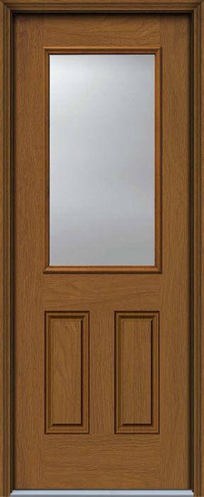 96" 1/2 Lite 2 Panel Woodgrain Fiberglass Single Door