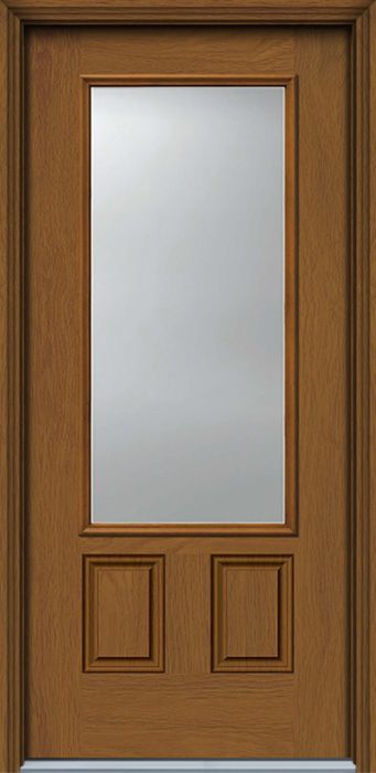 80" 3/4 Lite 2 Panel Woodgrain Fiberglass Single Door