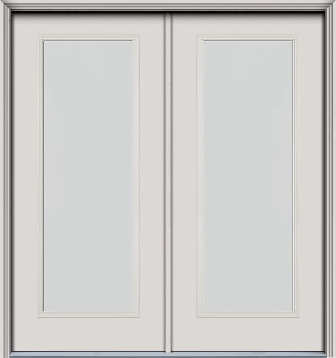 80" Blanca Full Lite Narrow Smooth Fiberglass Double Door