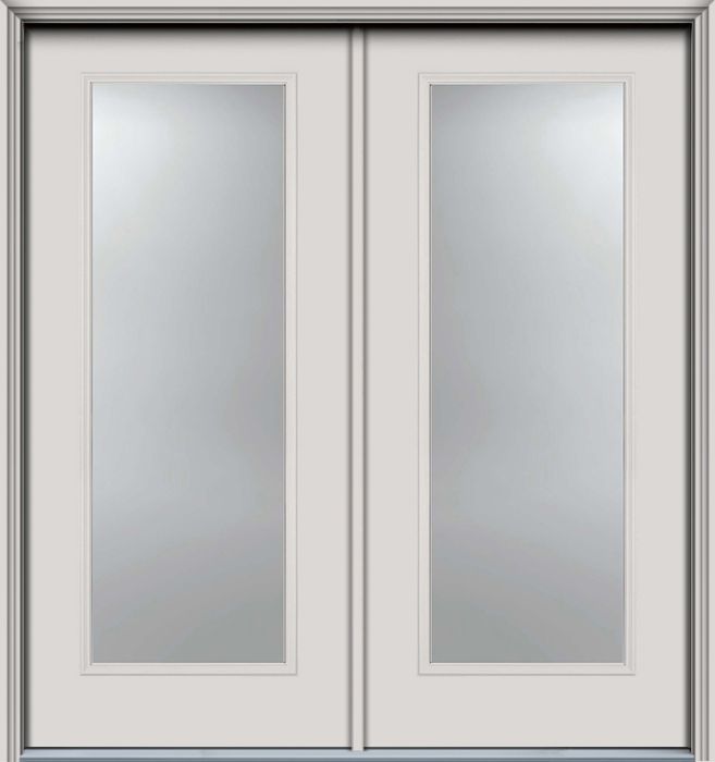 80" Full Lite Narrow Smooth Fiberglass Double Door