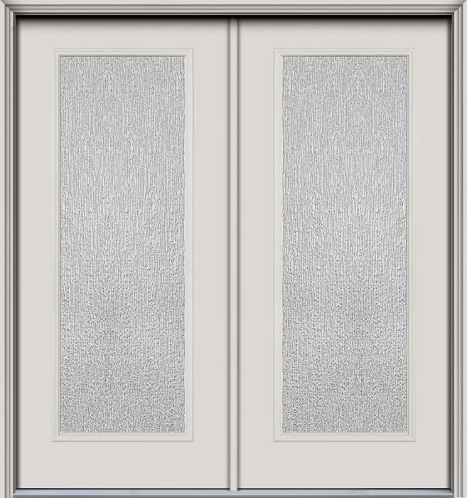 80" Rain Full Lite Narrow Smooth Fiberglass Double Door