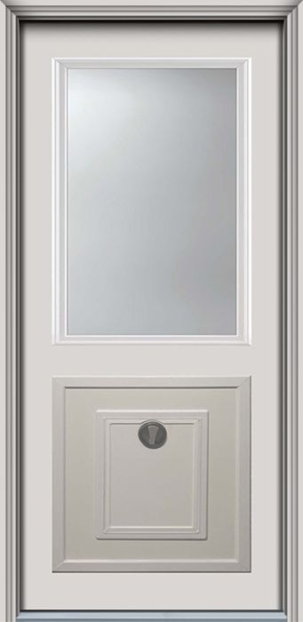 80" Pet Door 1/2 Lite 1 Panel Smooth Fiberglass Single Door