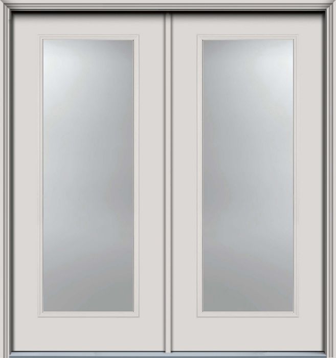 80" Full Lite Smooth Fiberglass Double Door
