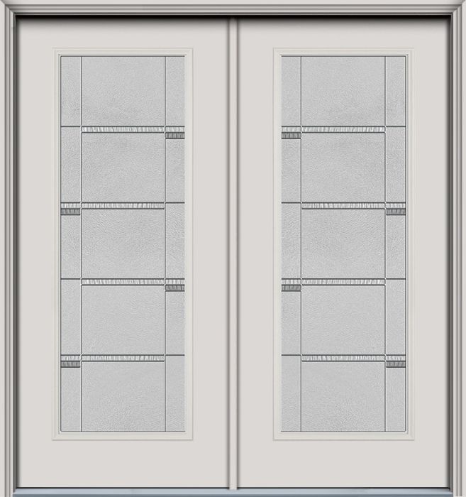 80" Crosswalk Full Lite Smooth Fiberglass Double Door