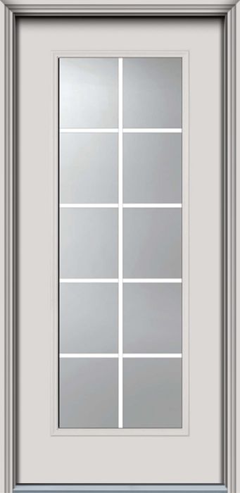 80" Full Lite, 10 Lite GBG Smooth Fiberglass Single Door