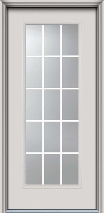 80" Full Lite, 15 Lite GBG Smooth Fiberglass Single Door