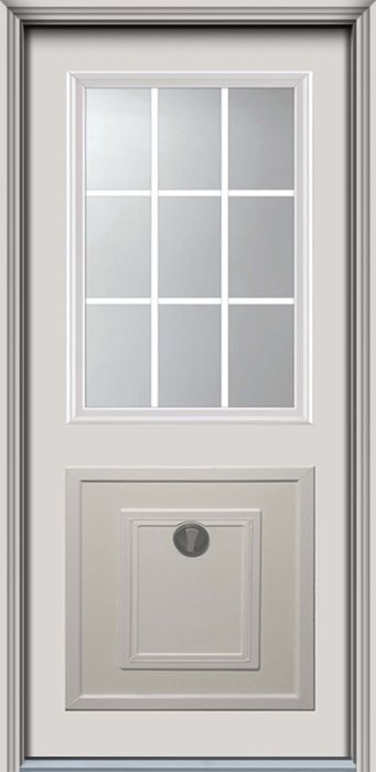 80" Pet Door 1/2 Lite GBG 1 Panel Smooth Fiberglass Single Door