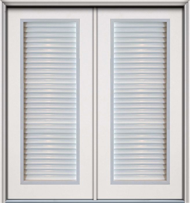 80" Full Vent Louver Smooth Fiberglass Double Door