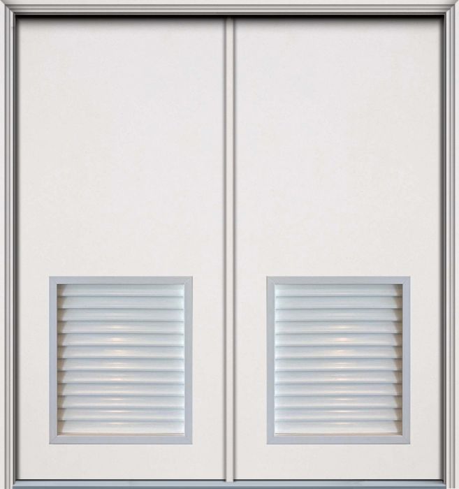 80" 1/2 Vent Louver Smooth Fiberglass Double Door