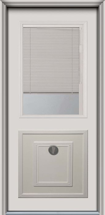 80" Pet Door Blind 1/2 Lite 1 Panel Smooth Fiberglass Single Door