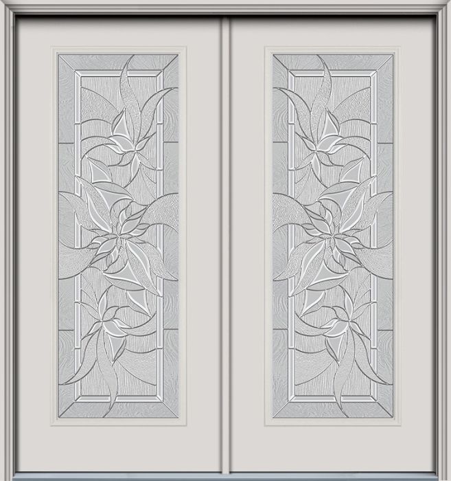 80" Contemporary Renewed Impressions Full Lite Smooth Fiberglass Double Door