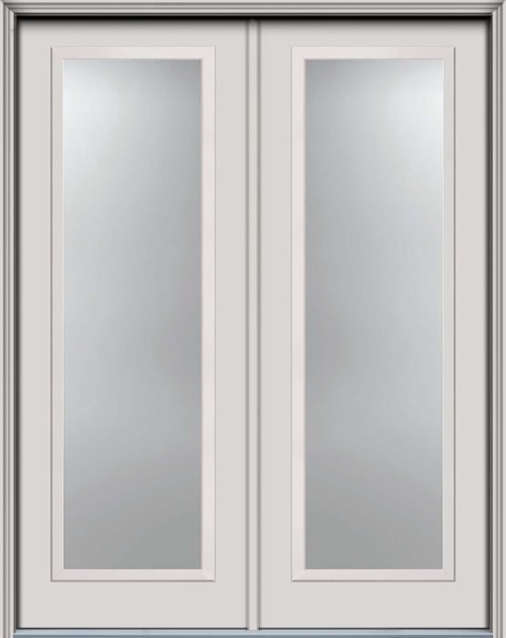 96" Full Lite Narrow Smooth Fiberglass Double Door