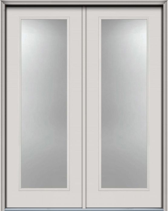96" Full Lite Smooth Fiberglass Double Door