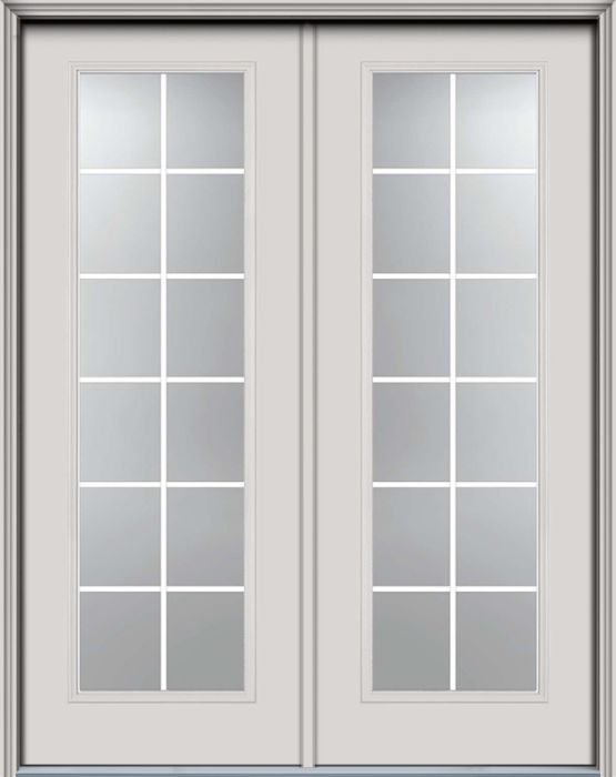 96" Full Lite, 12 Lite GBG Smooth Fiberglass Double Door