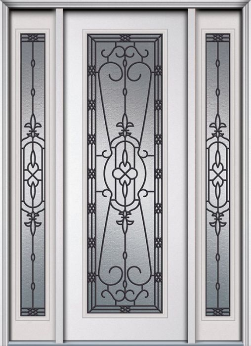 96" Jacinto Full Lite Smooth Door, Sidelites