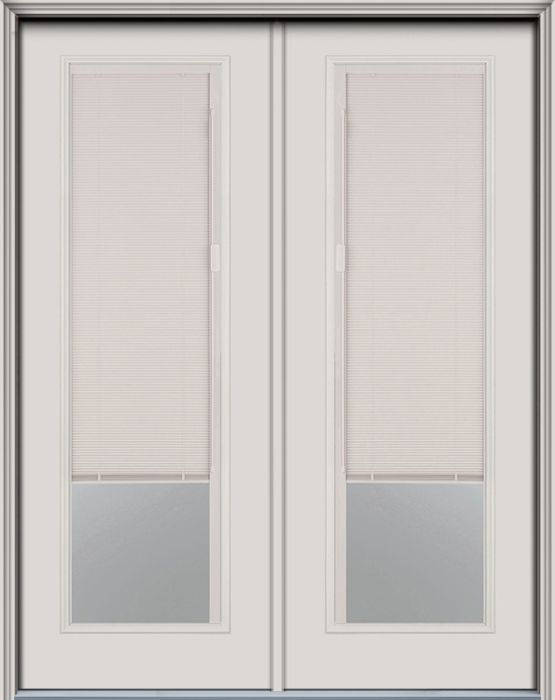 96" Blind Full Lite Smooth Fiberglass Double Door
