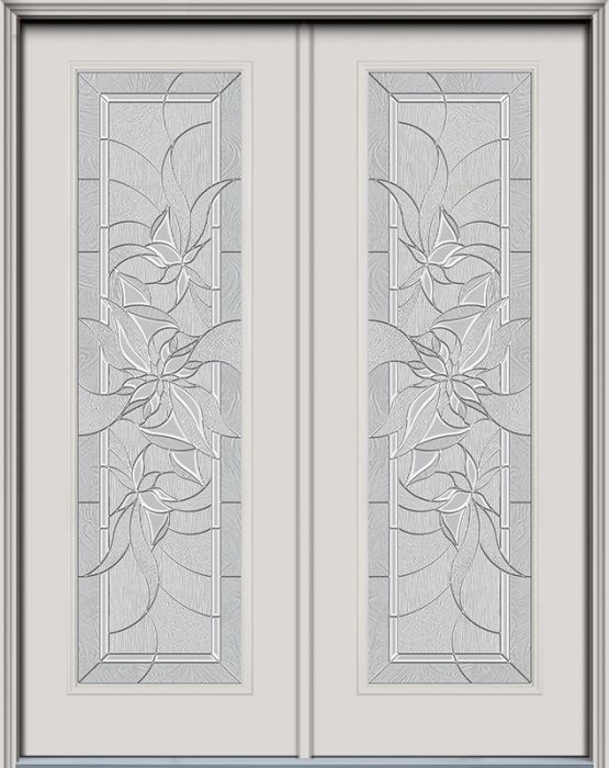 96" Contemporary Renewed Impressions Full Lite Smooth Fiberglass Double Door