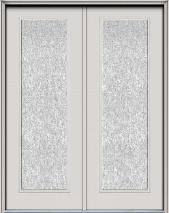96" Rain Full Lite Smooth Fiberglass Double Door