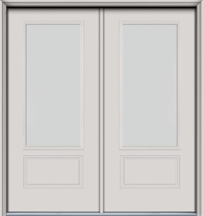80" Blanca 3/4 Lite 1 Panel Smooth Fiberglass Double Door