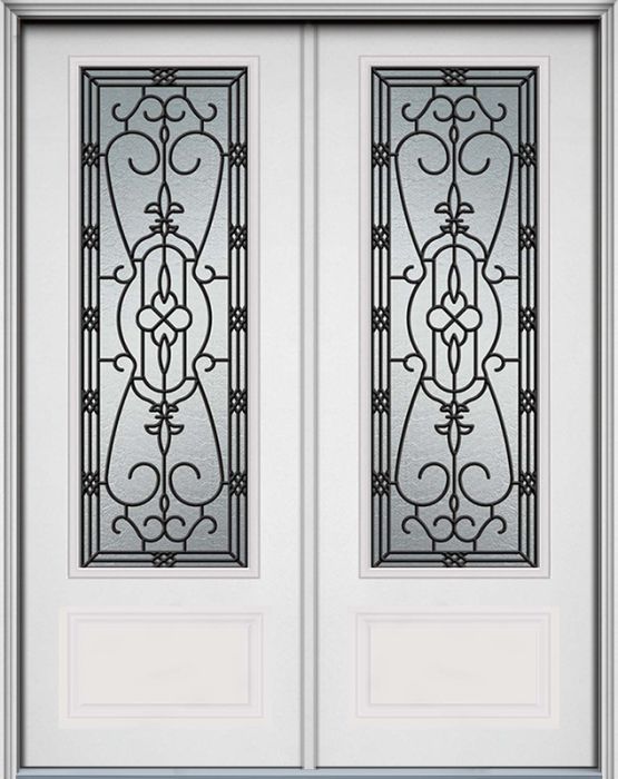 96" Jacinto 3/4 Lite 1 Panel Smooth Fiberglass Double Door