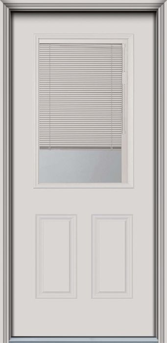 80" Blind 1/2 Lite 2 Panel Smooth Fiberglass Single Door