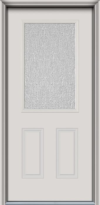 80" Rain 1/2 Lite 2 Panel Smooth Fiberglass Single Door