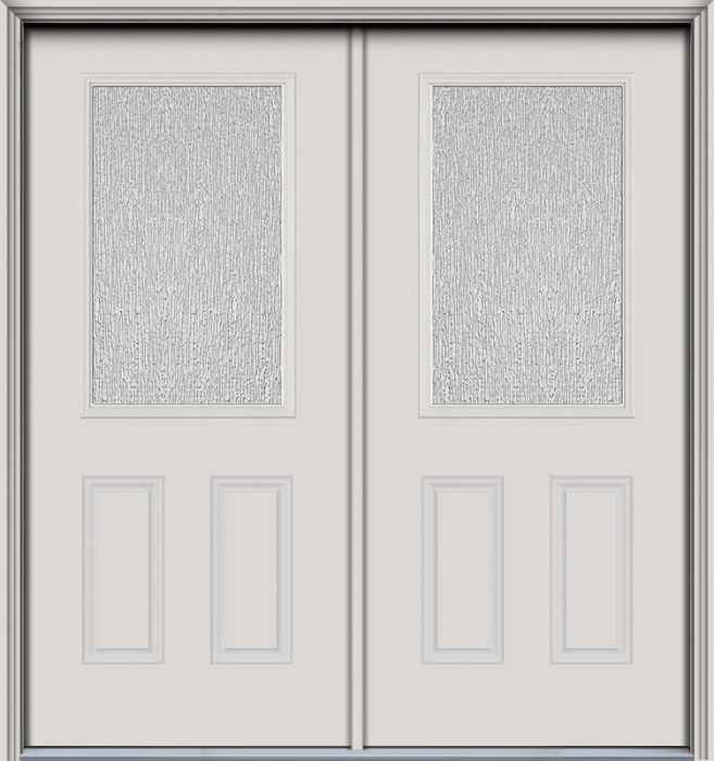 80" Rain 1/2 Lite 2 Panel Smooth Fiberglass Double Door