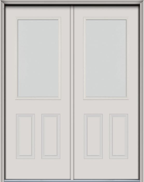 96" Blanca 1/2 Lite 2 Panel Smooth Fiberglass Double Door
