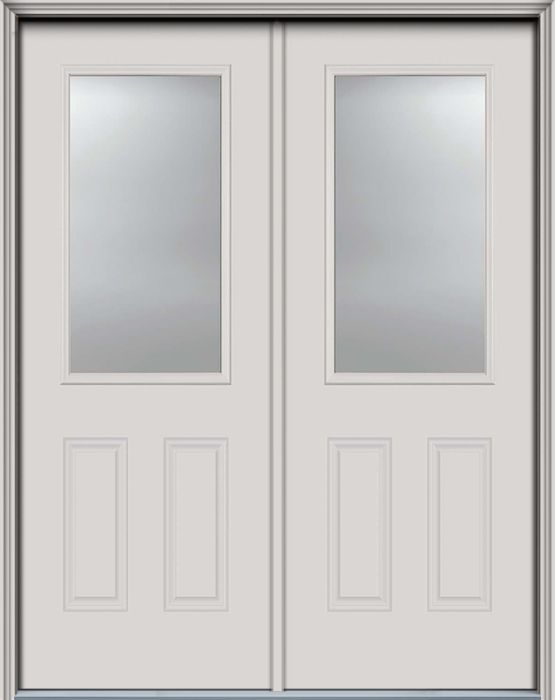 96" 1/2 Lite 2 Panel Smooth Fiberglass Double Door