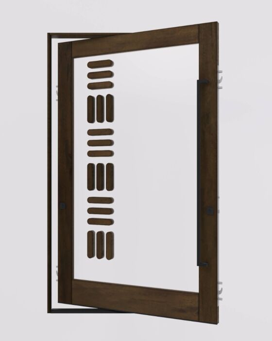 Mahogany NOKO SDO Contemporary Modern Shaker Impact-Rated Pivot Door