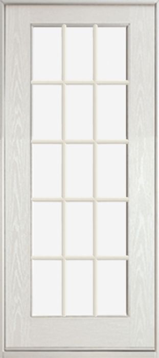 Low-e Full Lite, 15 Lite SDL Fiberglass Fixed Single Door