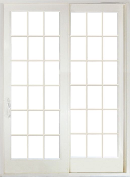 Low-e 96" Full Lite, 18 Lite SDL Fiberglass Gliding Double Door, Impact Rated