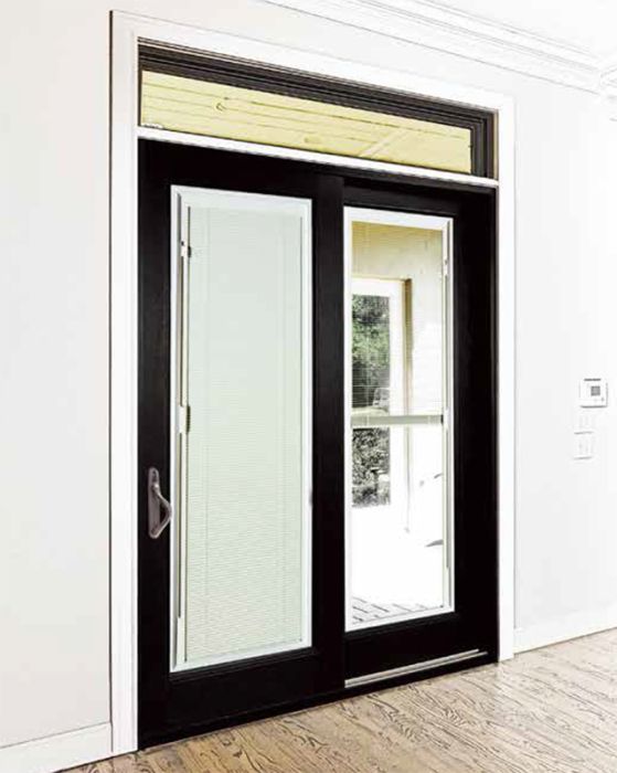Mini Blind Full Lite Fiberglass Gliding Double Door