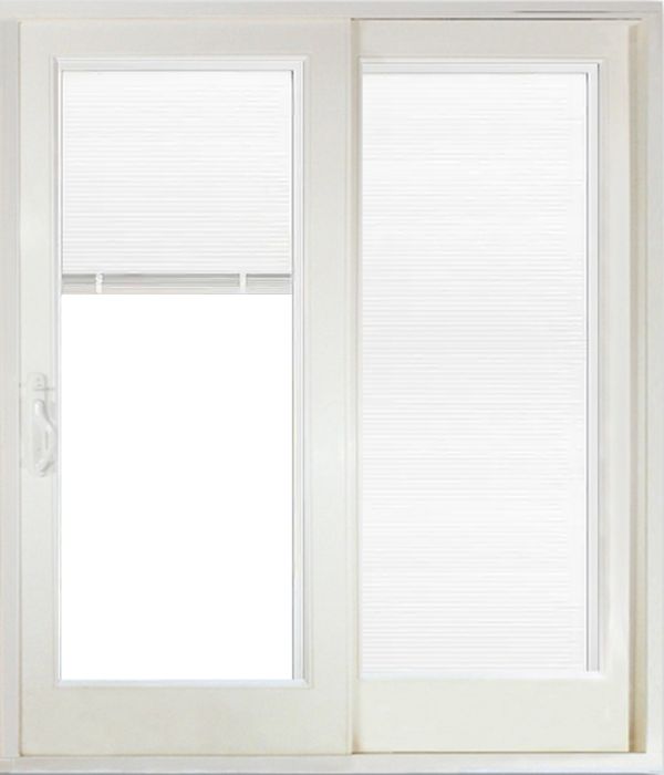 Mini Blind Full Lite Fiberglass Gliding Double Door