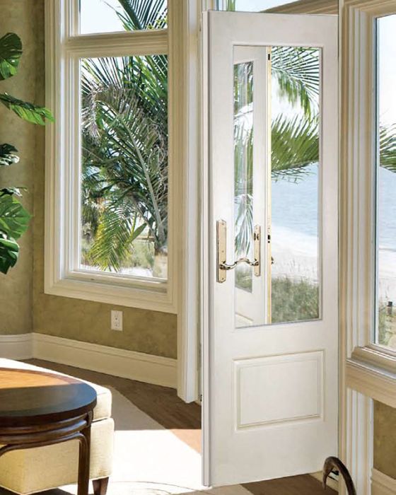 Low-e 96" 3/4 Lite Fiberglass Single Door, Impact Rated