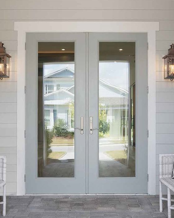 Low-e 96" Full Lite Fiberglass Double Door