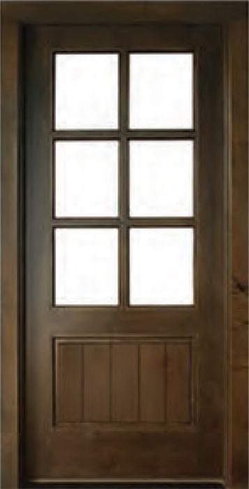 80" Knotty Alder Oconee TDL 6 Lite Single Door