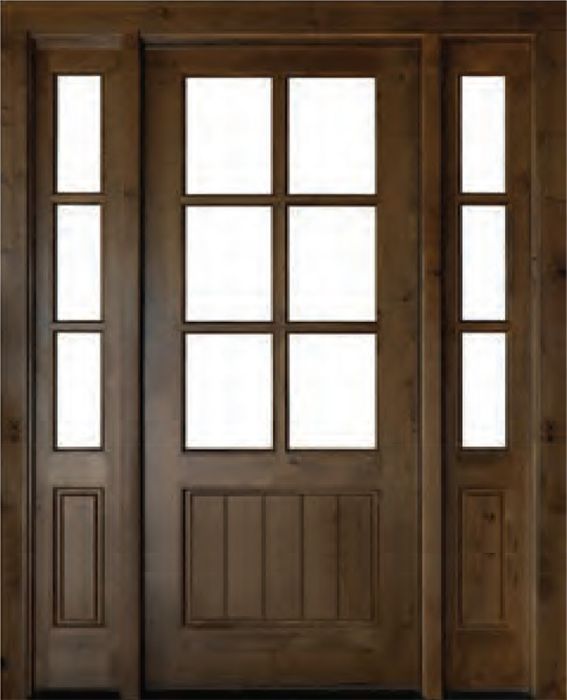 80" Knotty Alder Oconee TDL 6 Lite Single Door/2Sidelite