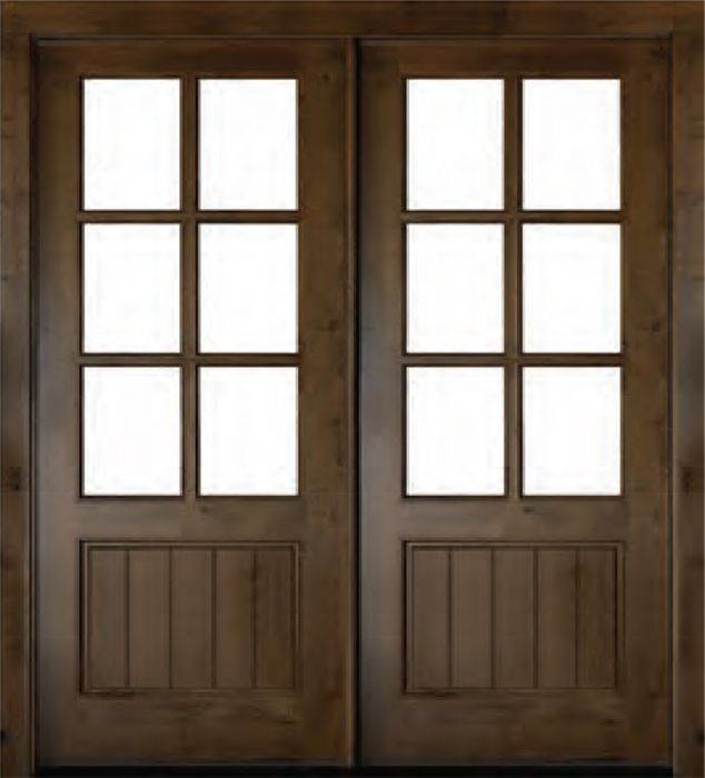 80" Knotty Alder Oconee TDL 6 Lite Double Door