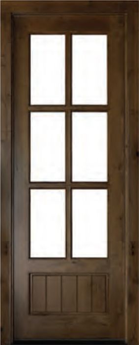 96" Knotty Alder Oconee TDL 6 Lite Single Door