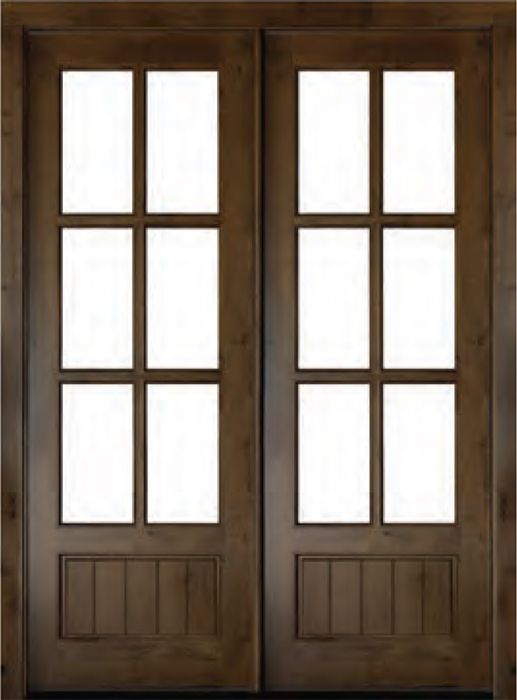 96" Knotty Alder Oconee TDL 6 Lite Double Door