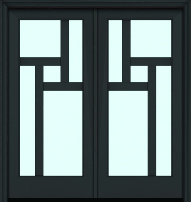 80" Full Lite 5 Lite 3.5" Designer SDL Oculus Nova 90 Eclectic Smooth Fiberglass Double Door