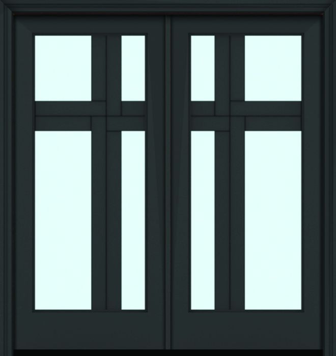 80" Full Lite 4 Lite 3.5" Designer SDL Ouroboros Nova 90 Modern Smooth Fiberglass Double Door