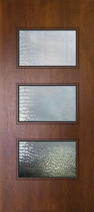 80" Santa Monica Mahogany Contemporary Door w/Textured Glass