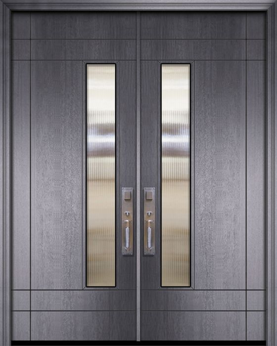 96" Double Santa Barbara Mahogany Contemporary Door w/Textured Glass