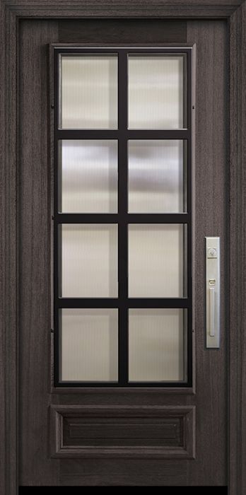 36" x 80" 3/4 Lite Minimal Steel Grille Portobello Mahogany Door