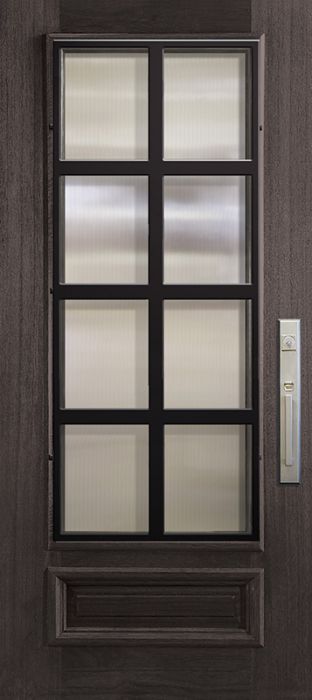36" x 80" 3/4 Lite Minimal Steel Grille Portobello Mahogany Door