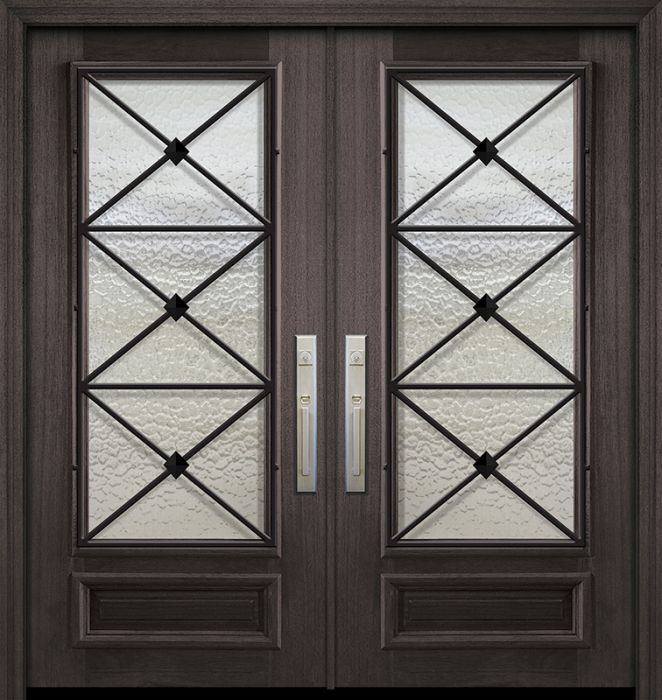 36" x 80" Double 3/4 Lite Republic Portobello Mahogany Door
