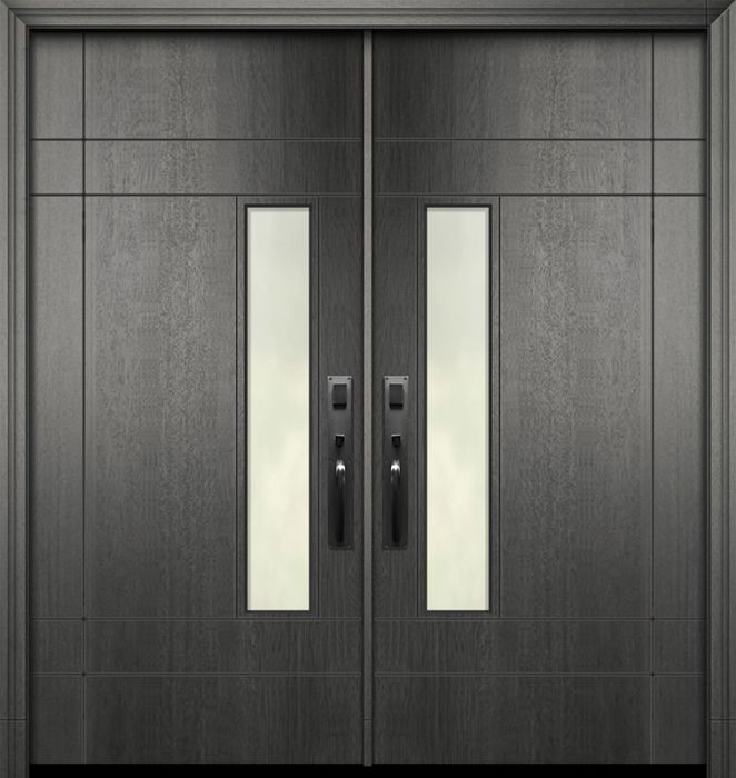 80" Double Santa Barbara Mahogany Contemporary Door w/Textured Glass